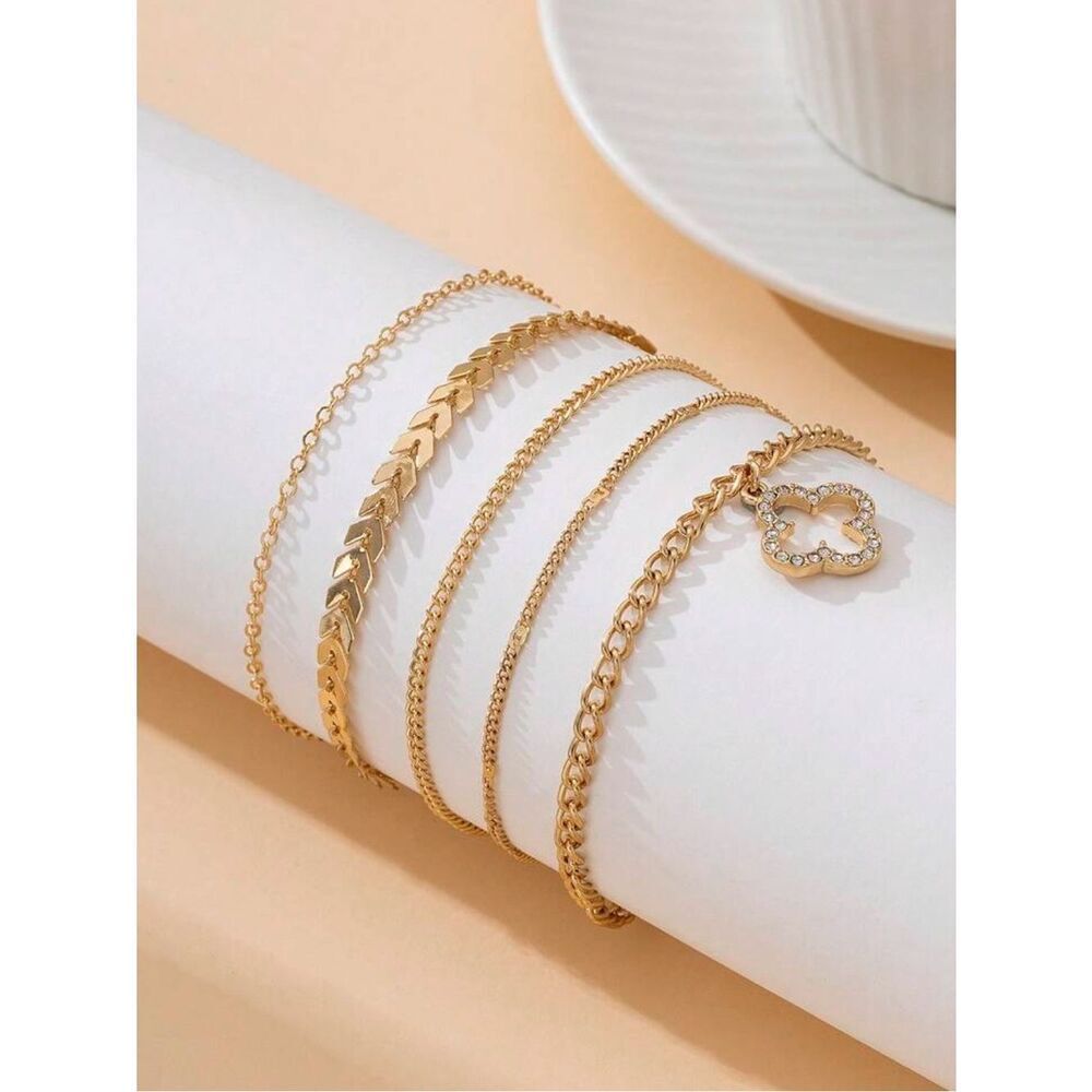Gold Layered Anklet Set R624 - Picture 2 of 5